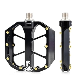 AXOINLEXER Spares MTB Pedals Mountain Bike Pedals 3 Bearing Non-Slip Lightweight Bicycle Platform Pedals for BMX MTB, Black