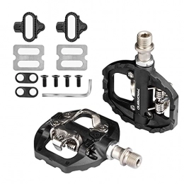 Exnemel Spares MTB Pedals SPD Flat Dual Platform with Cleats, Dual Platform Pedals for SPD Mountain Clipless Pedals for BMX MTB Spin Bike 9 / 16" Axles