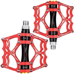 Mu Spares MU Bicycle Bike Pedals, Aluminium Cycling Bike Pedals with Sealed, Mountain Bike Pedals, 3 Bearing Composite 9 / 16 Bicycle Pedals, Red