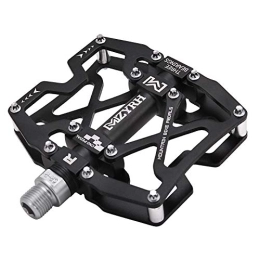 Mzyrh Spares MZYRH Mountain Bike Pedals, Ultra Strong Colorful CNC Machined 9 / 16" Cycling Sealed 3 Bearing Pedals(Black 3 Bearings)