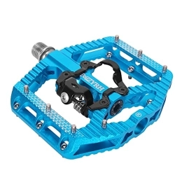Mzyrh Mountain Bike Pedal MZYRH MTB Mountain Bike Pedals 3 Bearing Flat Platform Compatible with Dual Function Sealed Clipless Aluminum 9 / 16" Pedals with Cleats for Road (Blue 3 Bearings)