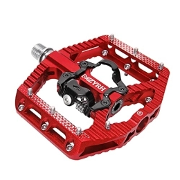 Mzyrh Mountain Bike Pedal MZYRH MTB Mountain Bike Pedals 3 Bearing Flat Platform Compatible with SPD Dual Function Sealed Clipless Aluminum 9 / 16" Pedals with Cleats for Road (red 3 Bearings)