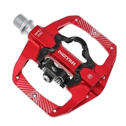Mzyrh Mountain Bike Pedal MZYRH Pedal, MTB Mountain Bike Pedals Compatible with Dual Function Sealed Clipless Aluminum 9 / 16" Bicycle Flat Platform with Cleats for Road, MTB (Red)