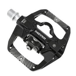 Mzyrh Mountain Bike Pedal MZYRH SPD Pedal, MTB Mountain Bike Pedals Compatible with SPD Dual Function Sealed Clipless Aluminum 9 / 16" Bicycle Flat Platform with Cleats for Road, MTB (Black)