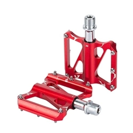 NMNMNM Spares NMNMNM bicycle pedal Ultralight Flat Bike Pedals 3 Bearing Aluminum Alloy Pedals For Non-slip Mountain Bike Pedals Wide Platform Mtb Accessories non-slip bicycle pedal (Color : Titanium) (Red)