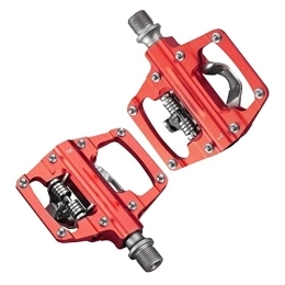 NMNMNM Spares NMNMNM MTB Bike Clipless Pedals Self-locking CNC Aluminum Alloy DU Bearing SPD Double Flat Platform Mountain Bicycle Pedal (Color : Red) (Red)