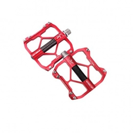 No logo Spares NO LOGO QJBH 3 Bearings Mountain Bike Pedals Platform Bicycle Flat Alloy Pedals 9 / 16" Pedals Non-Slip Alloy Flat Pedals (Color : Red)