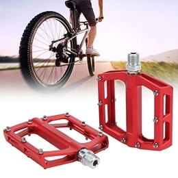 Nofaner Mountain Bike Pedal Nofaner Bike Pedals, 2pcs Mountain Cycling Pedals Non‑Slip Aluminum Alloy Lightweight Bike Flat Pedals Cycling Parts Replacement Accessories(red)