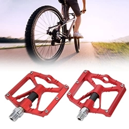 Nofaner Mountain Bike Pedal Nofaner Bike Pedals, 2pcs Mountain Cycling Pedals Non‑Slip Aluminum Alloy Lightweight Bike Flat Pedals Cycling Parts Replacement Accessories(红色)