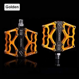 Nosii Mountain Bike Pedal Nosii Mountain Bike Accessory Pedals Aluminum Alloy MTB Sealed Bearing Pedals 9 / 16 in (Color : Gold)