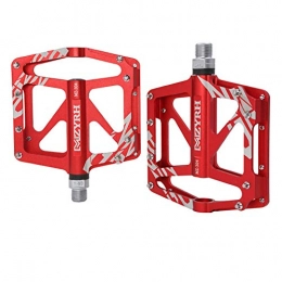 obiqngwi MTB Bike Pedals Aluminium Alloy Durable Fixed Gear CNC Ultralight Antiskid Sealed Bearing Mountain Flat Bicycle Pedals - Red