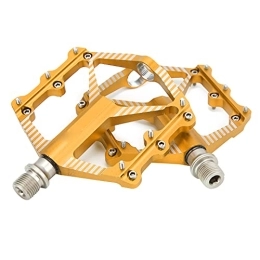 OLIMY Spares OLIMY Cycling Accessory, DU Bearing Mountain Bike Pedal Hollow Design Bike Sealed Bearings Pedals Sealed Shaft Sleeve Cycling Pedals Cleats for Cycling (Color : Gold)