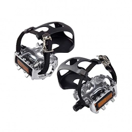 OursGym Spares OursGym Premium Quality Training Bike Pedals Mountain Bicycle Pedals - 9 / 16inch - with Toe Clips and Straps (Alloy)