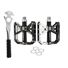 P Prettyia Spares P Prettyia Non-Slip Bike Pedals Mountain Bike Pedals 9 / 16In Bearings with Bike Pedal Wrench and 4x Bike Stainless Flat Washer for Road BMX MTB Bikes