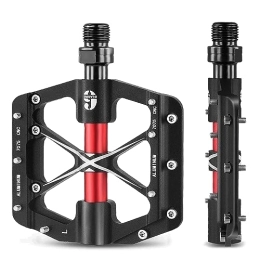 Pack of 2 Bicycle Pedals, Road Bike Pedals, Black, Non-Slip, Made of Aluminium, 3 Sealed Bearings, 9/16 Inch Bicycle Pedals Compatible with MTB, E-Bike, BMX Road Bike, Mountain Bike