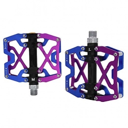 Ramble Spares Pair Aluminum Alloy Bike Pedals 9 / 16" 3 Bearings Non-Slip Cycling Wide Platform Flat Pedals for Road Mountain Bike(blue&purple)