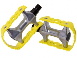Permanent-Fahrrad Spares pair of mountain bike aluminium bicycle pedals MTB (right and left pedal)., yellow, 9 / 16 inches