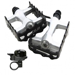 Pedals Spares Pedals Mountain Aluminum Bike, Mountain Bike MTB BMX Cycling Bicycle Alloy Flat Platform, with free Bicycle Bell, Black