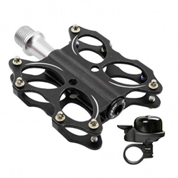 Pedals Mountain Bike Pedal Pedals Mountain Bike, Bearings Bicycle Ultralight Aluminum Alloy Mountain Bike MTB Road Cycling, With free Bicycle Bell, Black