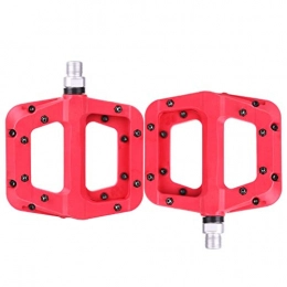 Pedals Spares Pedals Mountain Bike Bicycle, MTB Road Bike BMX Nylon Fiber Ultralight 3 Bearings, Red