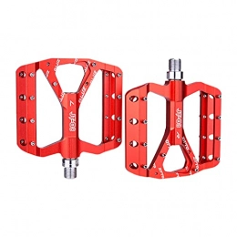 perfeclan Mountain Bike Pedal Perfeclan Mountain Bike Pedals, Ultra Strong Aluminum Alloy 9 / 16" Cycling Sealed Bearing Pedals for Road Mountain Bikes - Red