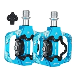 perfeclan Spares Perfeclan MTB Mountain Bike Pedals, Aluminum Alloy with Cleats 9 / 16′′ Dual Function Flat for SPD Pedal Riding Bicycle Trekking Bikes, Blue