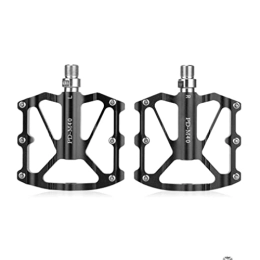 Professional pedals Stylish pedals Non-slip pedals Mountain Aluminum MTB/BMX With 12 Anti-Skid Pins Road Bike Lightweight Aluminum Platform DU+Sealed Bearing 9/16'' For Travel Cycle- (Color : Black,