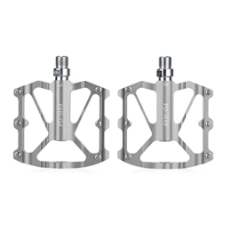 YHDCL Spares Professional pedals Stylish pedals Non-slip pedals Mountain Aluminum MTB / BMX With 12 Anti-Skid Pins Road Bike Lightweight Aluminum Platform DU+Sealed Bearing 9 / 16'' For Travel Cycle- (Color : Silver