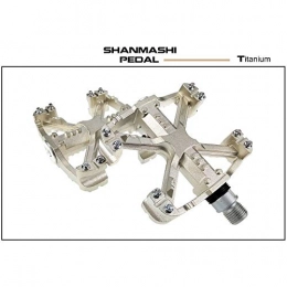 QiHaoHeji Spares QiHaoHeji Bicycle Pedal One Pair Of Sealed Bearings Aluminum Durable Skid On Each Side Of Bicycle Pedal Cleat Secured More Safely Off-road Bicycle Pedal (Color : Titanium)