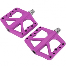 Qini Bicycle Platform Pedals, Bike Nylon Pedals Safe Use Good Airtightness Good Grip for Mountain Bikes(Purple)