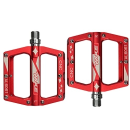 QQY Mountain Bike Pedal QQY MTB Pedals 9 / 16? With 16pcs Anti-Slip Pins, Attabike Mountain Bike pedals Ultra Strong Colorful CNC Machined 3 Bearing, Road Bike Pedals Wide-pitch Fit With an Extra hex tool (Red)