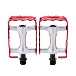 QSWL Mountain Bike Pedal QSWL Bicycle Pedals, MTB Pedal Mountain Bicycle Road Bike Slip-Resistant Lightweight Aluminum Alloy Ball Bearing Cyling Accessories, Red