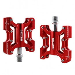 Qwqbwb Spares Qwqbwb Mountain Bike Pedal, Non-Slip Knot, CNC Machined Aluminum Body Cr-Mo 9 / 16" Threaded Spindle, 3 Sealed Bearings Red