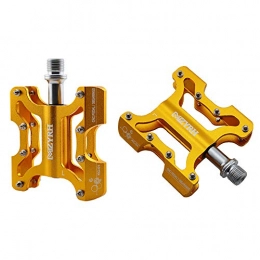 Qwqbwb Spares Qwqbwb Mountain Bike Pedal, Non-Slip Knot, CNC Machined Aluminum Body Cr-Mo 9 / 16" Threaded Spindle, 3 Sealed Bearings Yellow