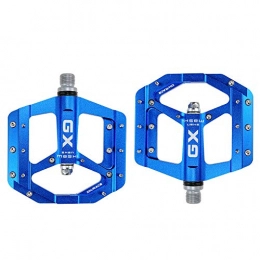 Qwqbwb Spares Qwqbwb Mountain Bike Pedals, CNC Machined Aluminum Body Cr-Mo 9 / 16" Threaded Spindle, 3 Sealed Bearings Blue