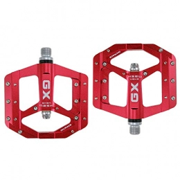 Qwqbwb Spares Qwqbwb Mountain Bike Pedals, CNC Machining Aluminum Body Cr-Mo 9 / 16" Threaded Spindle, 3 Sealed Bearings Red