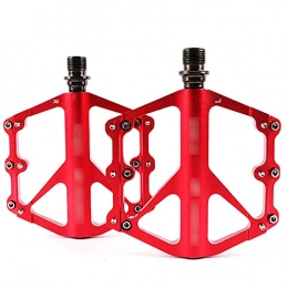 QYK Spares QYK -Mountain Bike Pedal Non Slip, Lightweight Cycling Flat Pedals 12 Anti-Skid Pins, Universal Aluminum Alloy Pedal, Bicycle Pedals for Mountain Bike, red