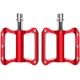 QYK Mountain Bike Pedal QYK -Road Mountain Bike, Sealed Bearing Lightweight Platform, Mountain Bike Pedals, Pedals Bicycle Flat Pedals Aluminum, red