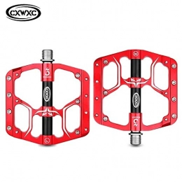 QYLOZ Mountain Bike Pedal QYLOZ Outdoor sport CXWXC Flat Bike Pedals MTB 3 Sealed Bearings Bicycle Pedals Mountain Bike Pedals Wide Platform Road Cycling CNC Alloy Pedal (Color : CX V15 Red)
