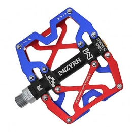 QYLOZ Spares QYLOZ Outdoor sport MZYRH Mountain MTB Bike Wide Pedals 9 / 16" Cycling Sealed 3 Bearing Pedals CNC Machined Lubricated Sealed Bearing Platform Pedals (Color : Red and Blue)