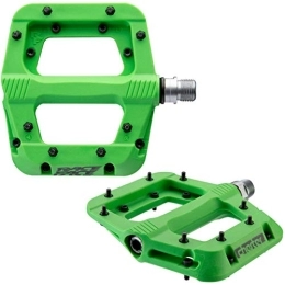 RaceFace Mountain Bike Pedal Raceface Chester Composite Flat MTB Pedals - Green / Lightweight Nylon Mountain Bike Trail Dirt Jump Enduro Accessories Cycling Cycle Riding Ride Part Grip Wide Platform Steel Pin Freeride DH FR XC