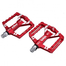 Meiyya Spares Red Bike Pedals, 1 Pair Mountain Bike M-T-B Road Bicycle Aluminium Alloy Pedal Replacement Accessory(red)
