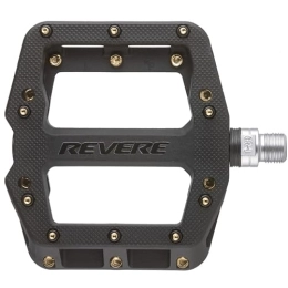 Revere Bicycles Spares Revere Pro Grip MTB Mountain Gravel Bike Pedals, Composite Bearings, Non-Slip Wide Platform Lightweight Nylon Fiber Bicycle Platform Pedals 9 / 16" Spindle, Replaceable Gold Pins