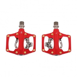 RiToEasysports Spares RiToEasysports Bike Pedals, Dual Sided Platform Multi Use Bike Pedal with Cleats Replacement for SPD Mountain Bike Bicycle Sealed Clipless Pedals for Outdoor Cycling(Red (boxed))