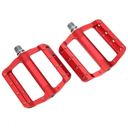 Bnineteenteam Spares Road Bicycle Pedals, JT02 Aluminum Alloy Mountain Bike Pedals Large Surface Area Lightweight Flat Bicycle Pedal Sets with Anti-slip Pins(red)