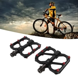 Road Bike Pedals, 2 Pieces Non-Slip Lightweight Flat Aluminum Alloy Platform Pedals for Mountain Bike (Black)