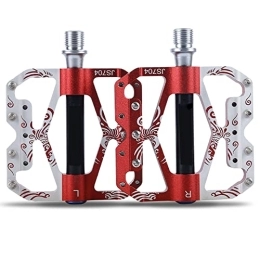 AXOINLEXER Mountain Bike Pedal Road Mountain Bike Pedal, Aluminium Bicycle Pedal Lightweight Foot Pedal Flat Pedals for BMX MTB 9 / 16" 3 Sealed Bearings Bike Pedal, Red