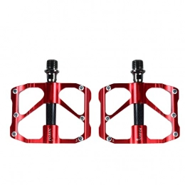 ROADNADO Spares ROADNADO 3 Bearing Mountain Bike Pedal, Aluminum Alloy Road Bike Pedal Carbon Shaft Wrap, Lightweight Double-sided Stepping Non-Slip Cycling MTB Road Bike Left &Right Set（Red）