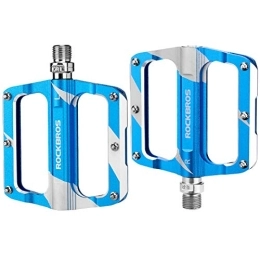 RockBros Mountain Bike Pedal ROCKBROS Bike Pedals, Aluminum Alloy MTB Pedals, 9 / 16 Inch Bicycle Flat Pedals Anti-Slip Durable Sealed Bearing Blue for Mountain Road Bike