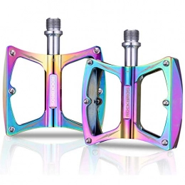 RockBros Mountain Bike Pedal ROCKBROS Bike Pedals Colorful Cycling MTB Pedals Aluminum Durable Anti-Skid 3 Bearing Bicycle Pedals 9 / 16" Wide Platform for Road Mountain Bike